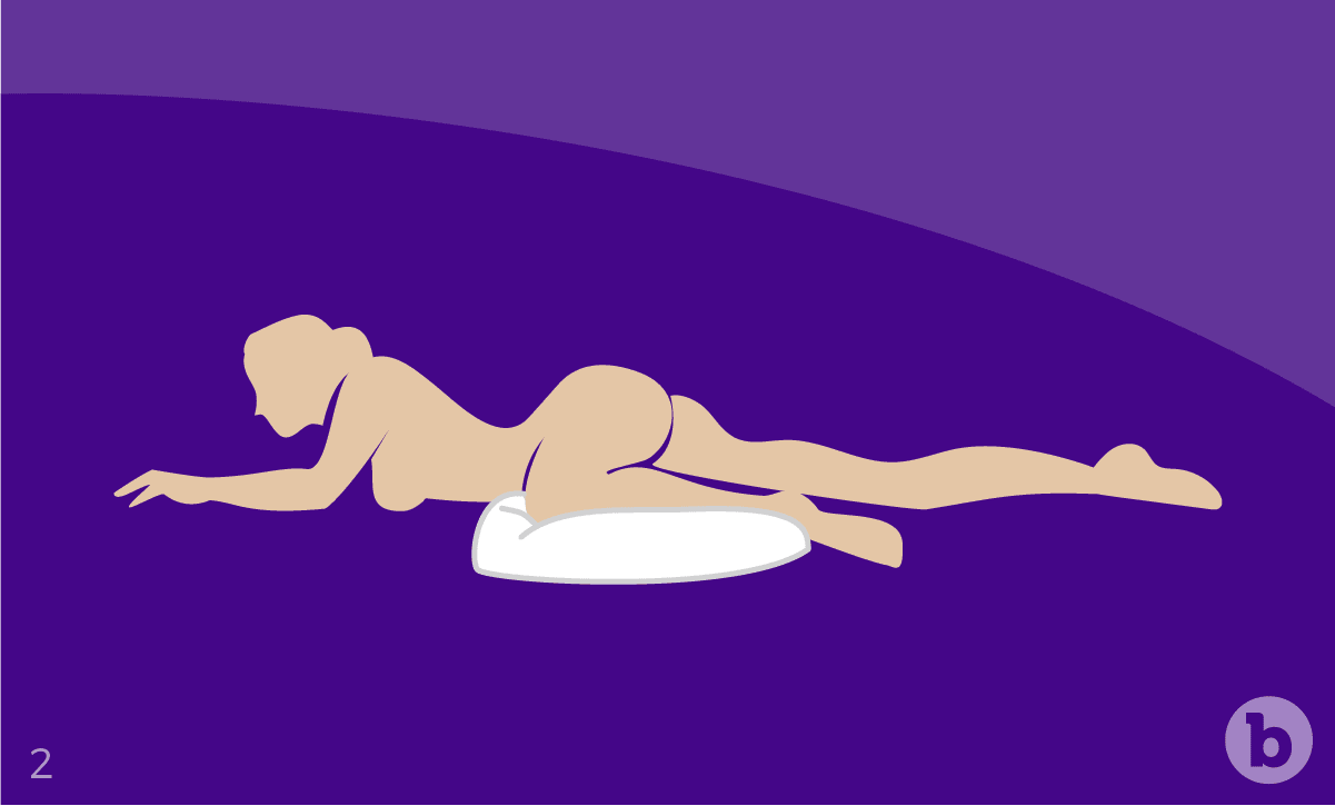Bending your leg at the knee using a pillow is a comfortable position to have anal sex