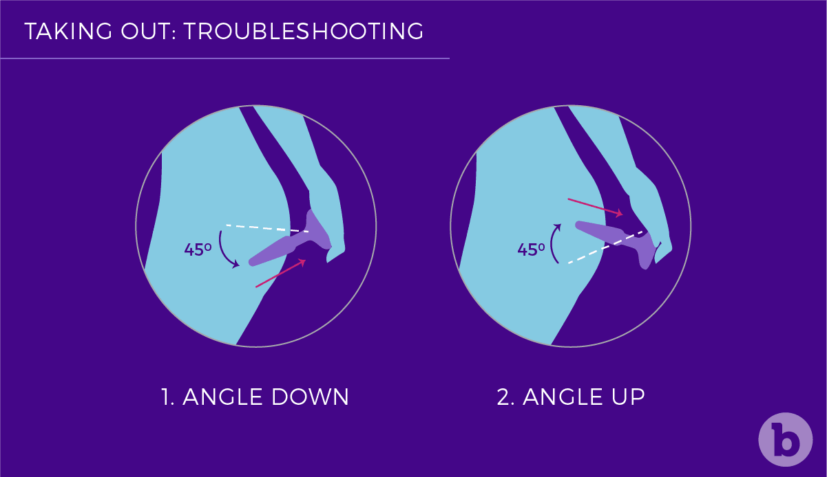 To remove a butt plug with ease, angle the toy 45 degrees in an upward or downward direction.