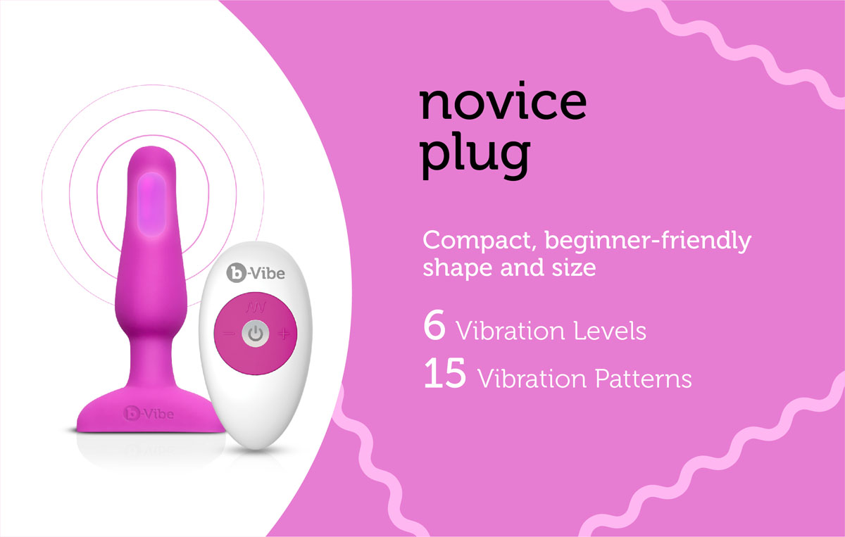 The b-Vibe Novice Plug is a small vibrating butt plug for beginners