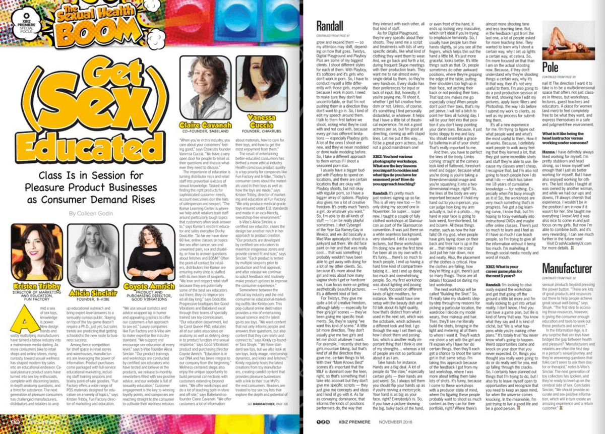 b-Vibe founder Alicia Sinclair discusses the importance of sex education in the November 2016 edition of XBIZ premiere
